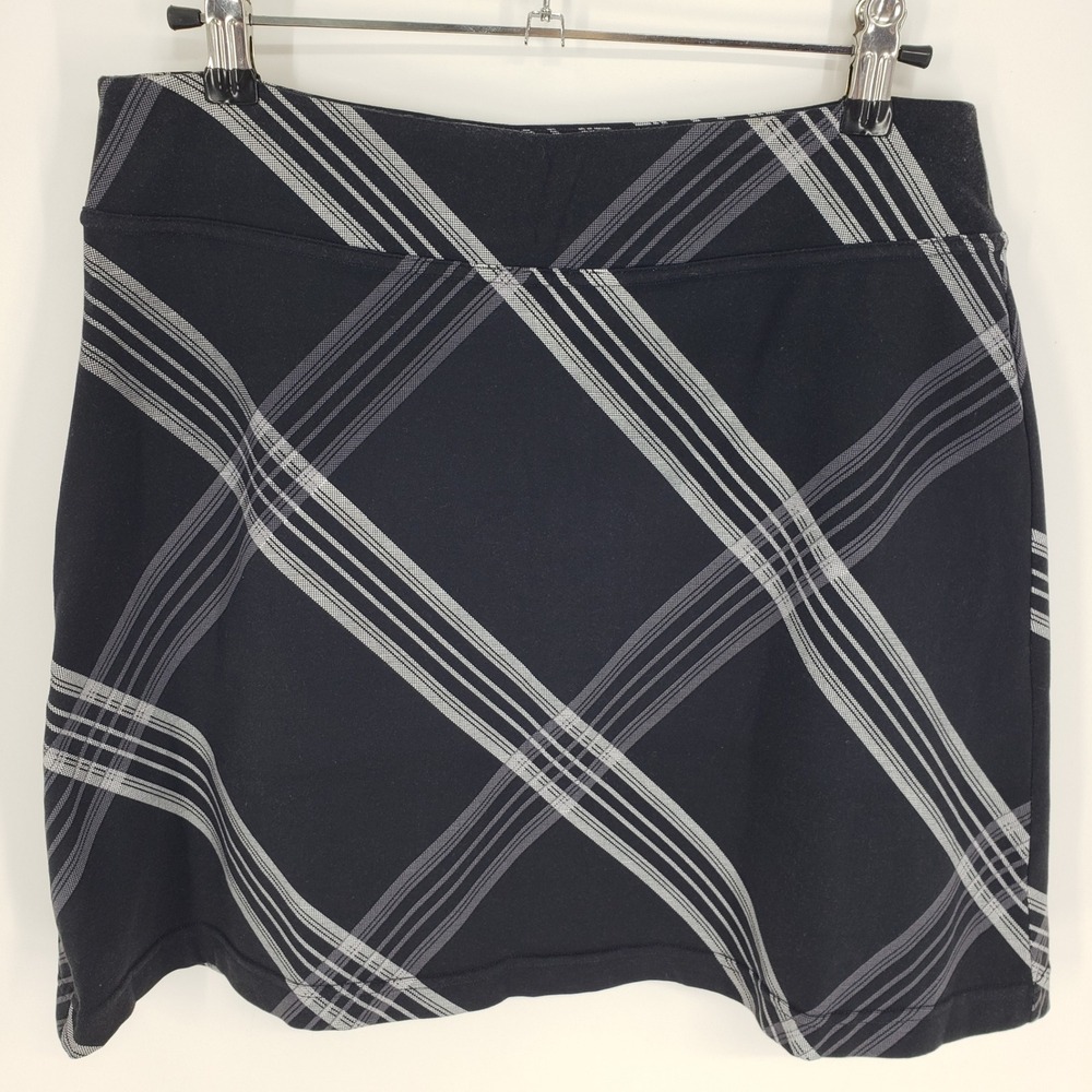 Athleta Plaid Active Mini Skort Women Size S Black White Athletic Tech Stretch